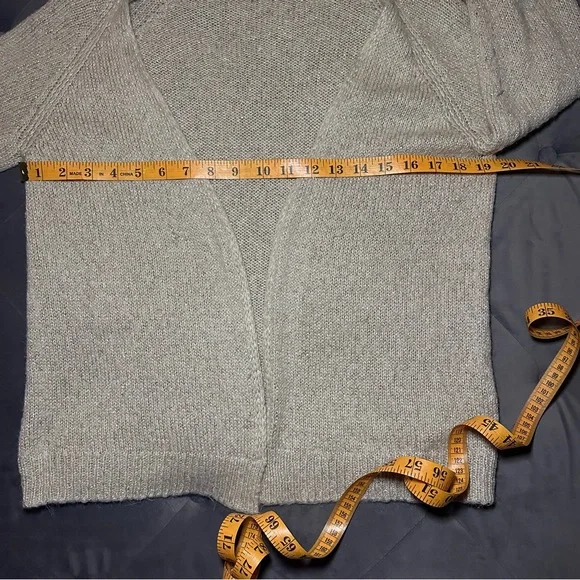 Massimo Dutti Beige with Gold Metallic Open Front Mohair Blend Cardigan - Picture 7 of 8